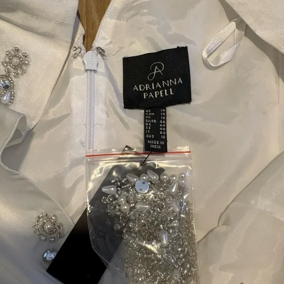 Adrianna Papell Women's Beaded Taffeta Mini Dress white Size 14 *Flaw - Picture 6 of 9